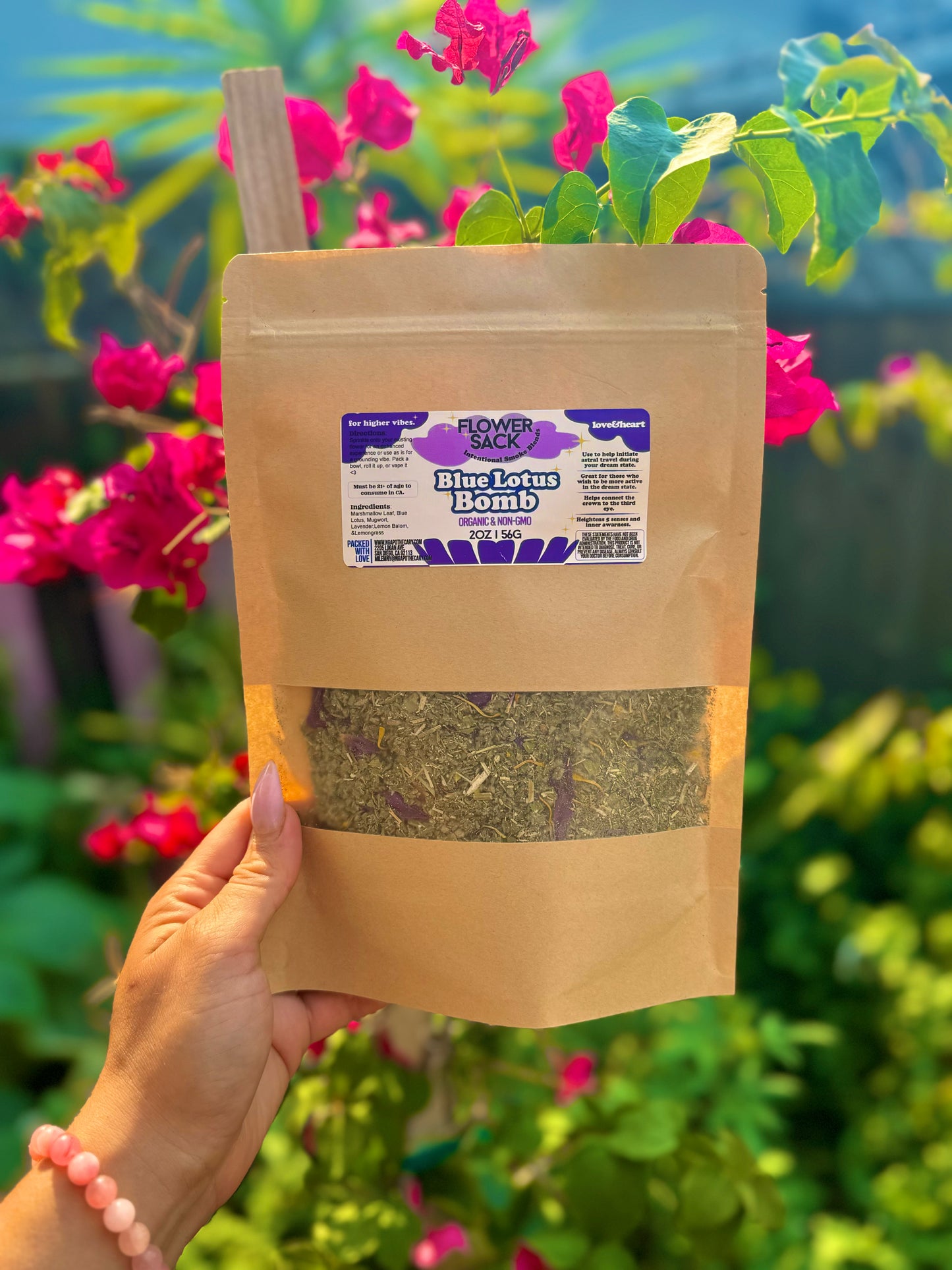 Flower Sak Bomb | Organic 2oz Ritualistic Aphrodisac Smoke Blend