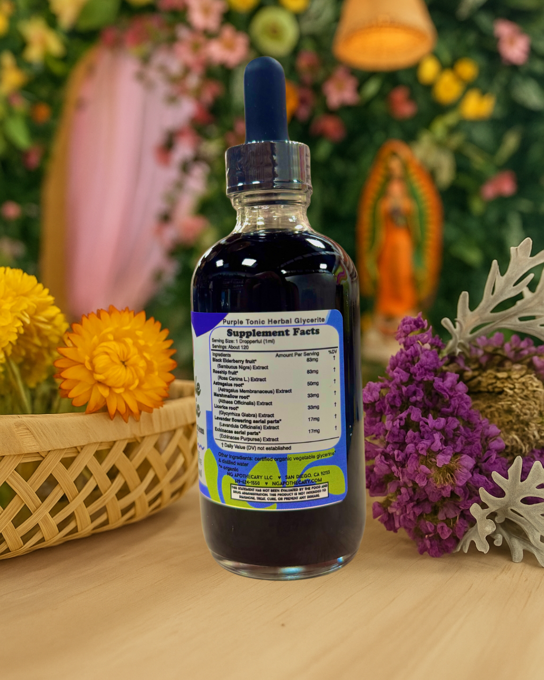 Purple Tonic + Vitamin C Elderberry Glycerite 4oz