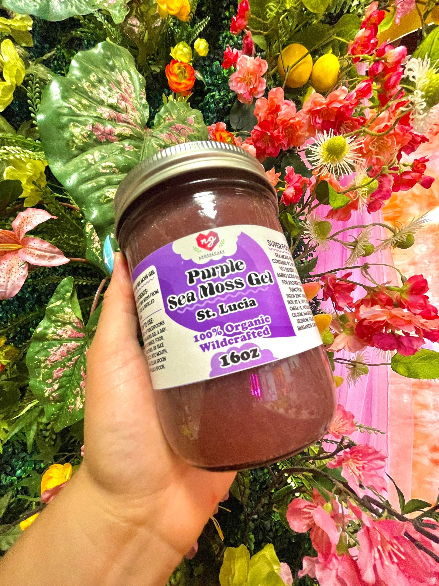 Wildcrafted St. Lucian Purple Sea Moss Gel 16oz - 100% Organic